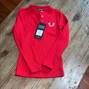 True Religion Red Long Sleeve Tee Classic Style